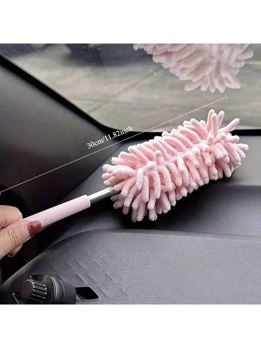Extendable Car Wash Brush, Soft Microfiber Material, Pink, Multi-Purpose Interior & Exterior Cleaning Brush